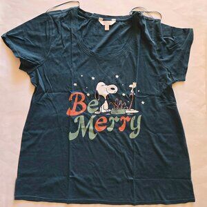 Petite LC Lauren Conrad Snoopy Christmas Graphic Tee Color: Be Merry